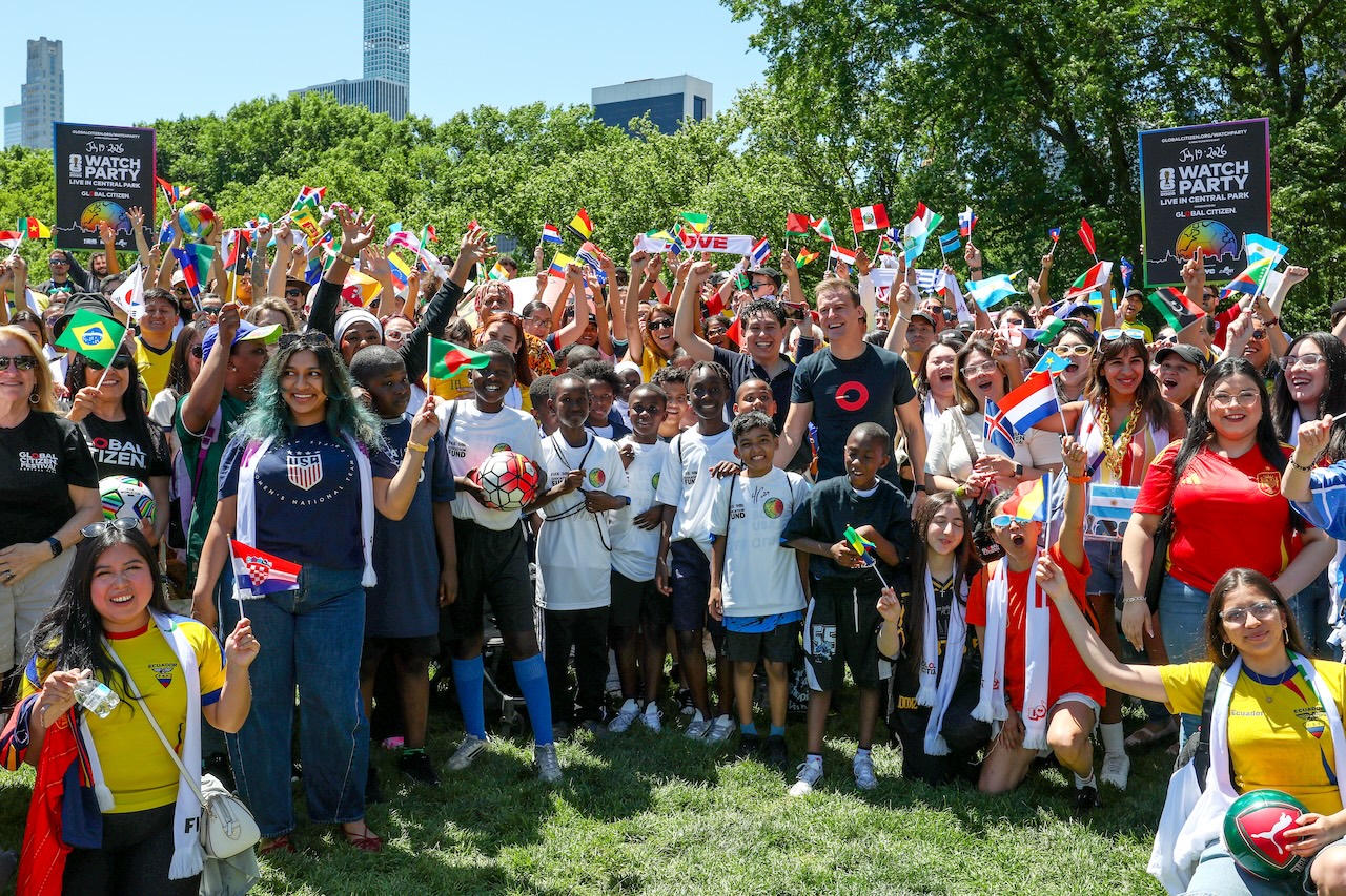 Football fans from across New York City came together in Central Park to celebrate the launch of the FIFA World Cup 2026™ Final Watch Party: Live in Central Park, Presented by Global Citizen. Image: Getty