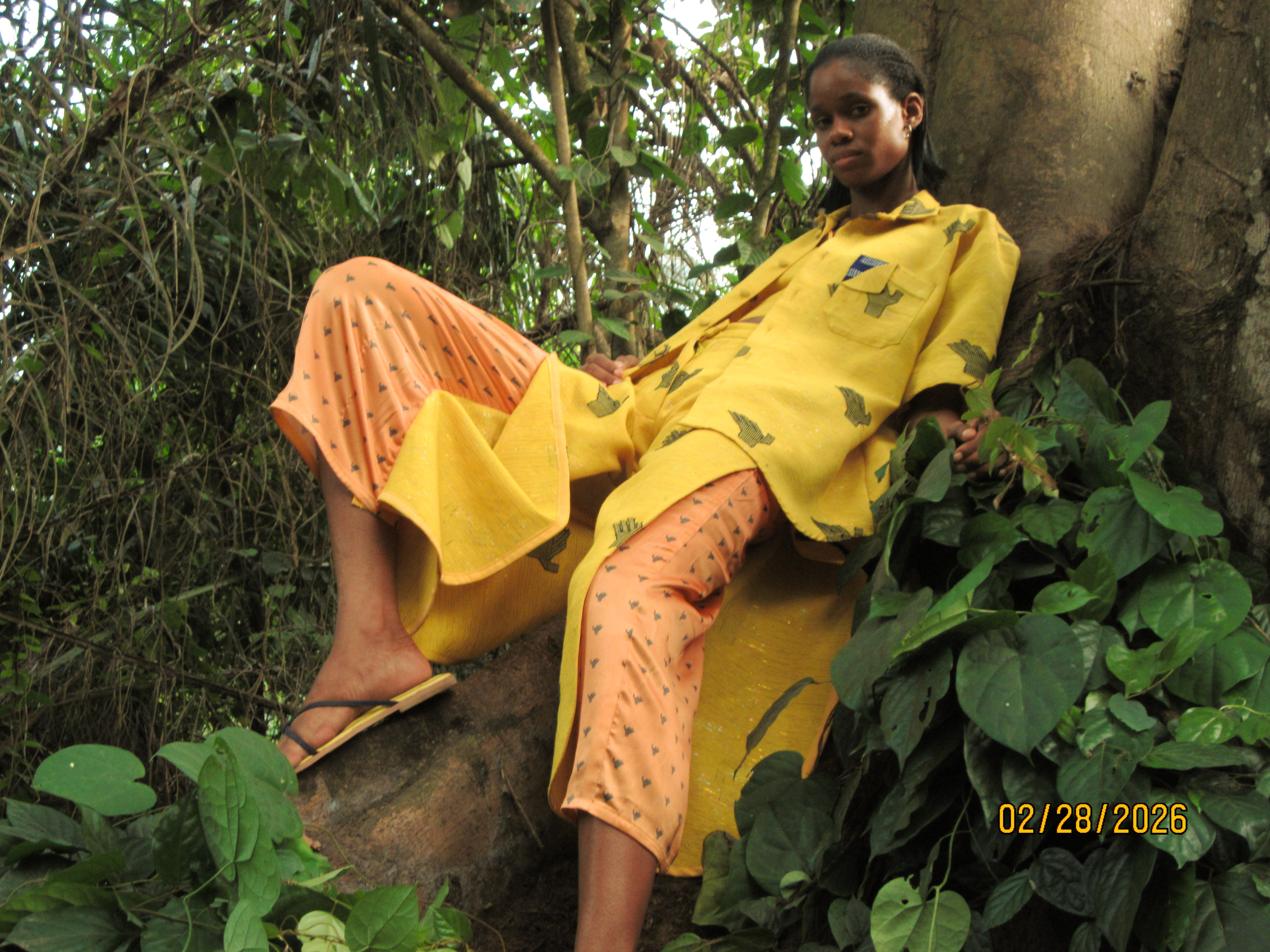A model wears Akwete-inspired designs by Emmy Kasbit, blending handwoven tradition with contemporary silhouettes in southeastern Nigeria.