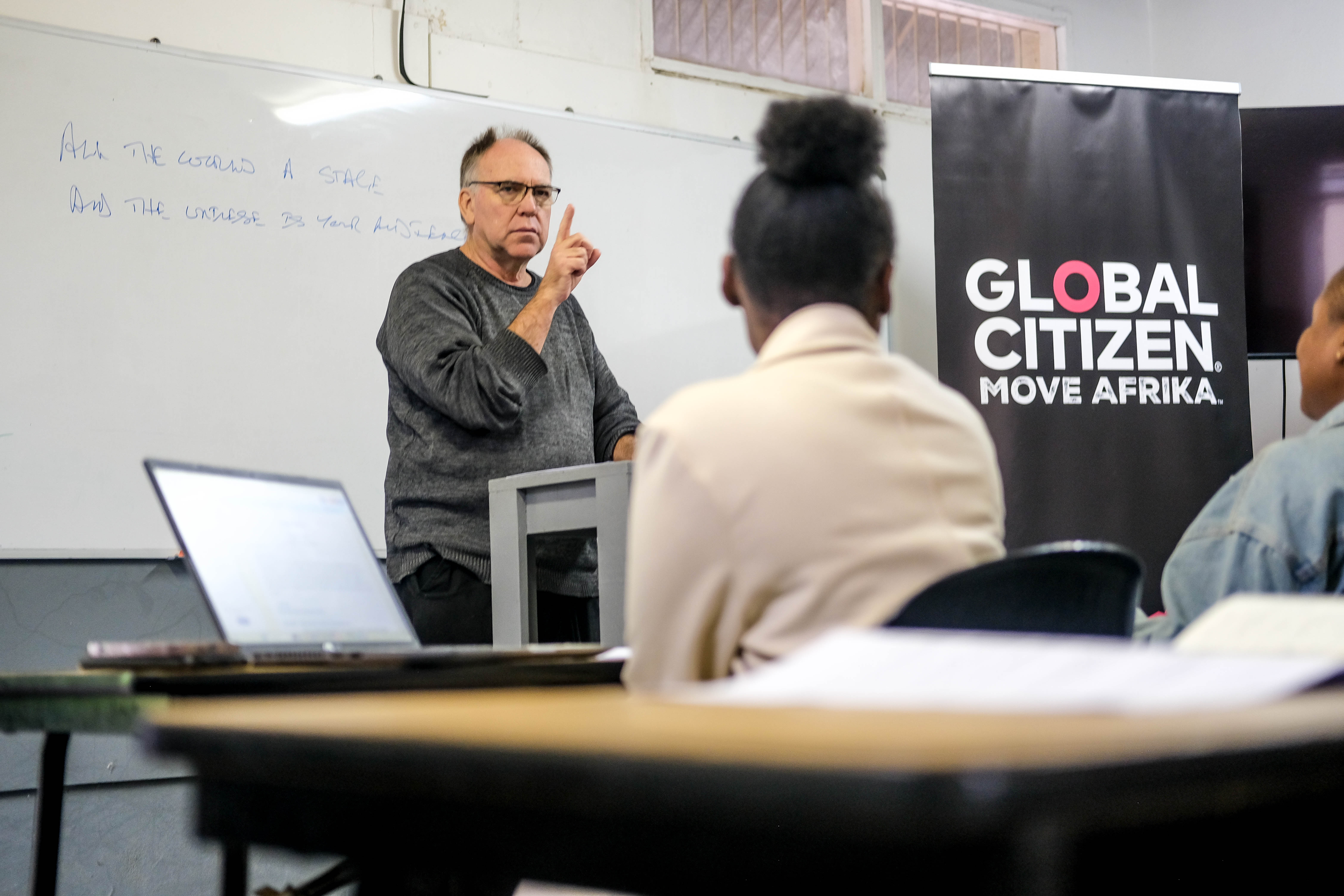 Dr. Garth Green, Head of Learnership Training at Gearhouse South Africa’s Johannesburg campus, delivers a lecture on the technical production industry during skills training ahead of Move Afrika: Pretoria 2026. Image: Bold Behaviour for Global Citizen