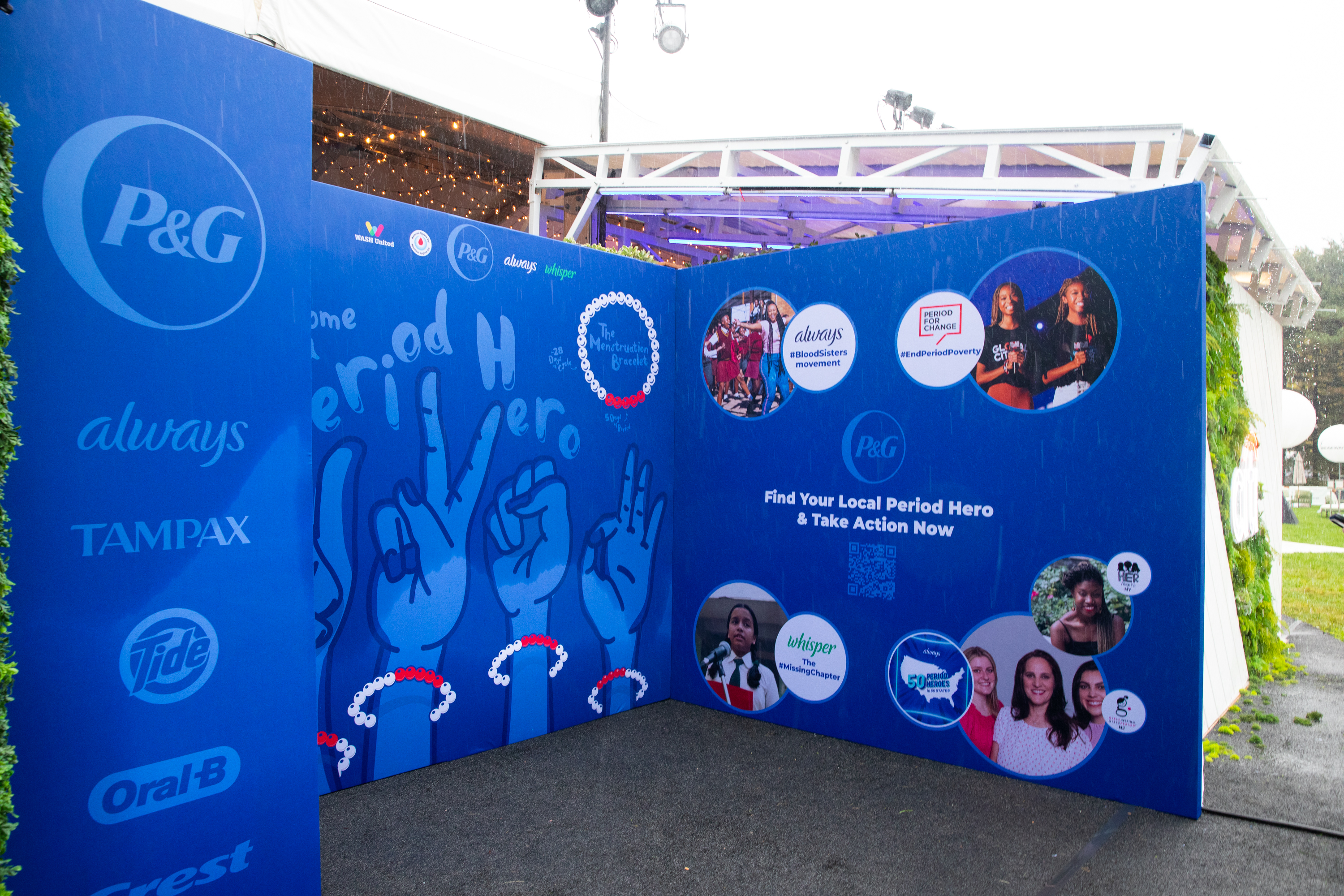 The P&G Always display at Global Citizen Festival 2023, highlighting the #BloodSisters and Period Heroes initiatives.