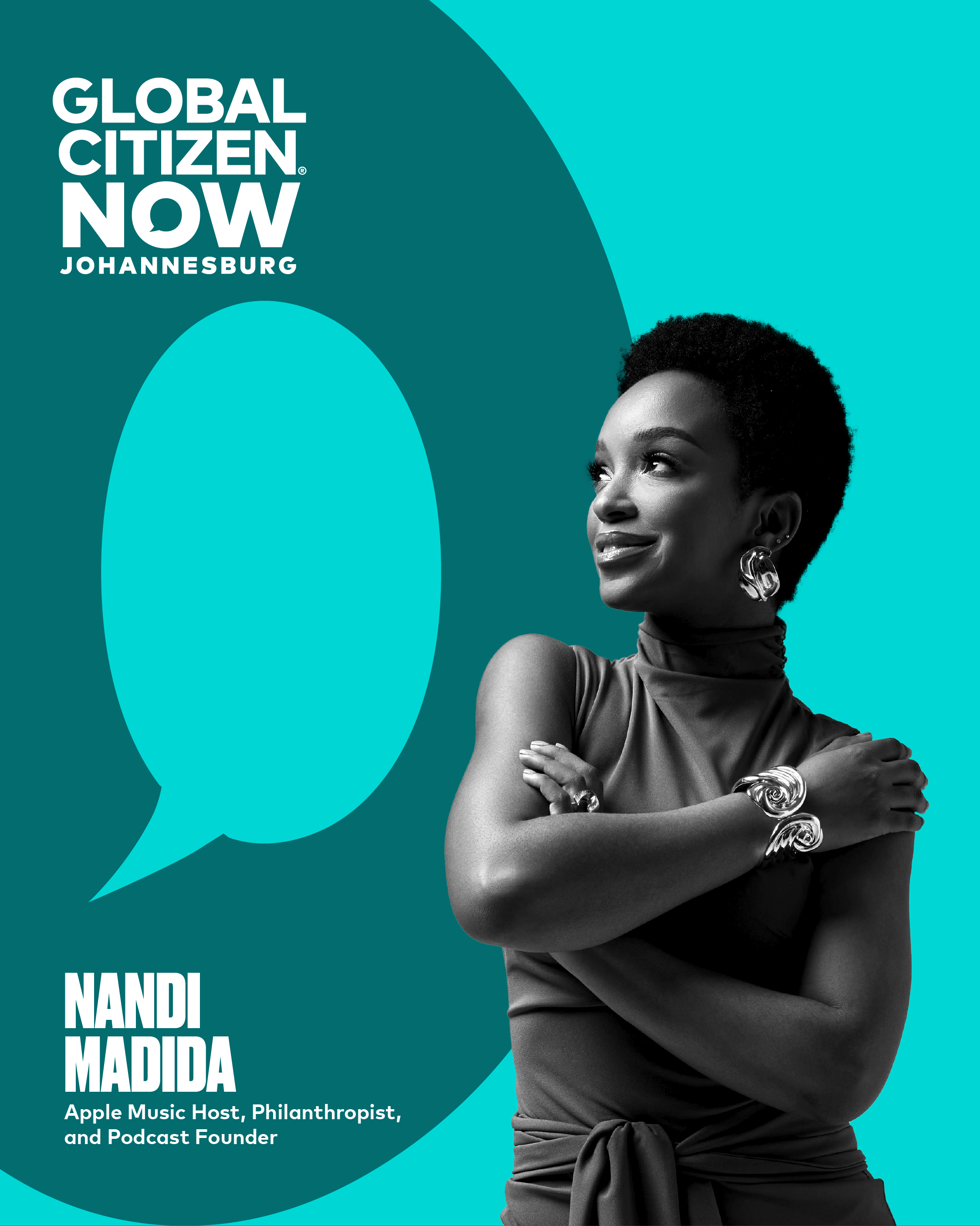 Nandi Madida, Apple Music Host, philanthropist, and podcast founder, brings her passion and purpose to the stage as moderator at Global Citizen NOW: Johannesburg.