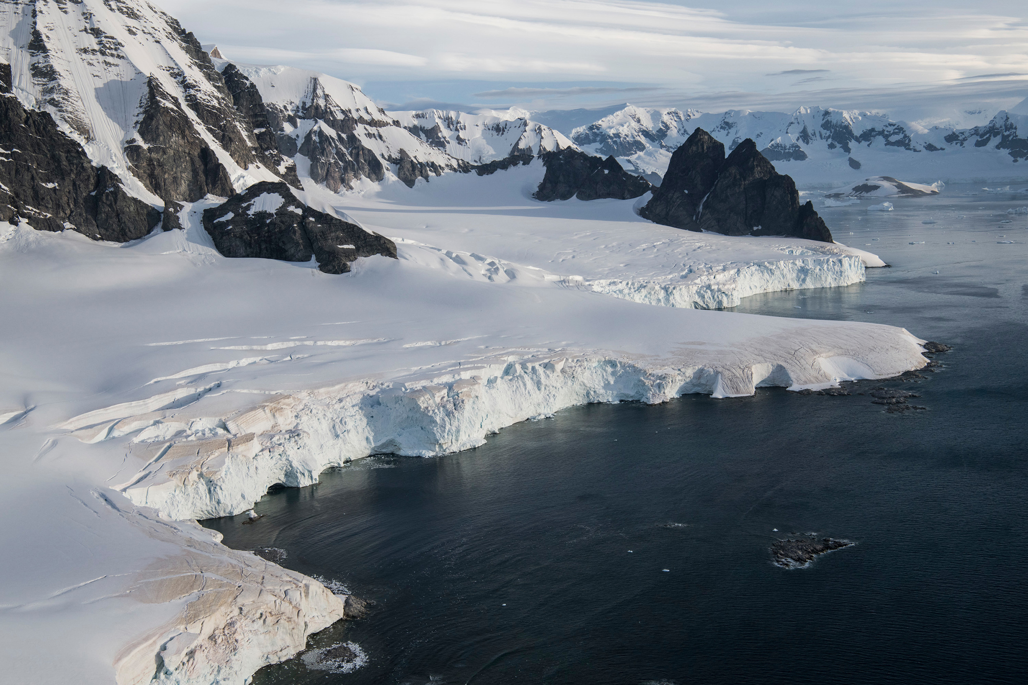 Aerial image of Errera channel, Antarctic Peninsula.