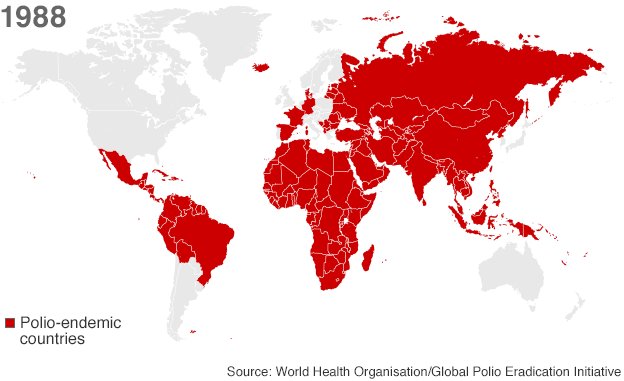 The polio-endemic countries in 1988. _85756865_polio_maps_624_v2_1988.png