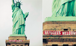 Article: Activists Unfurl 'Refugees Welcome' Banner Across Statue of Liberty