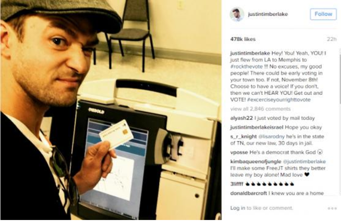 Justin Timberlake Risks Jail Time To Cast A Ballot And More Celebs Who Are Voting Early